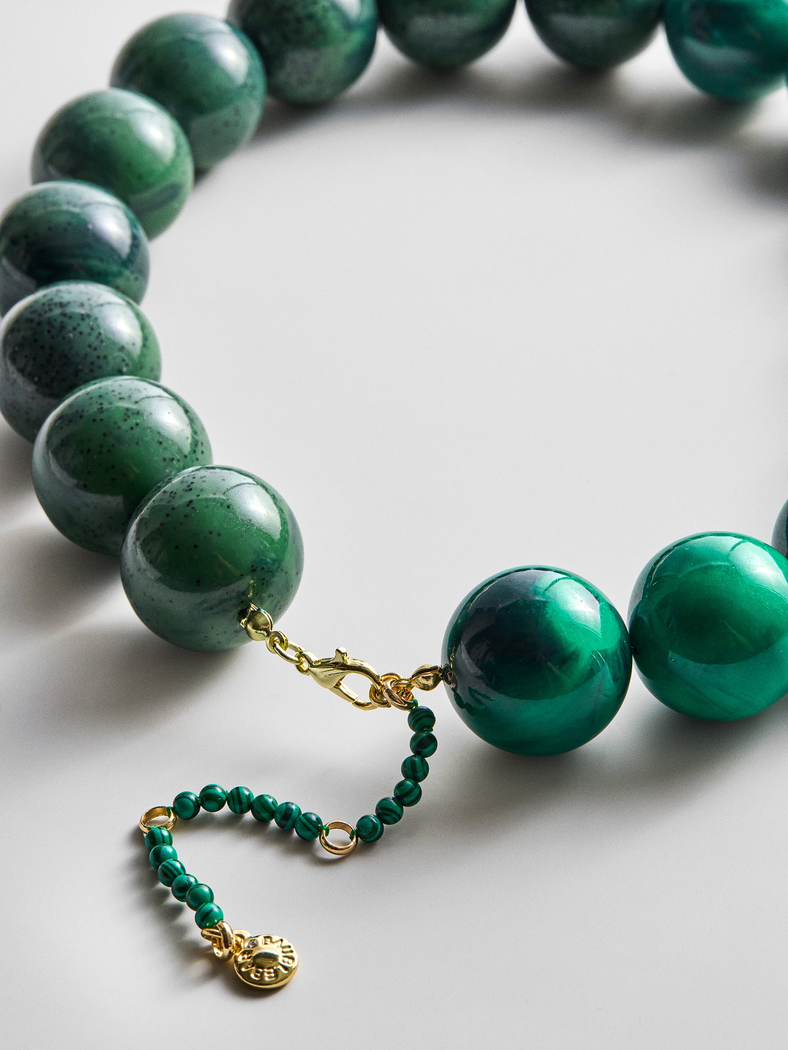 Jane Beaded Necklace - Striped Malachite-Blues Comming
