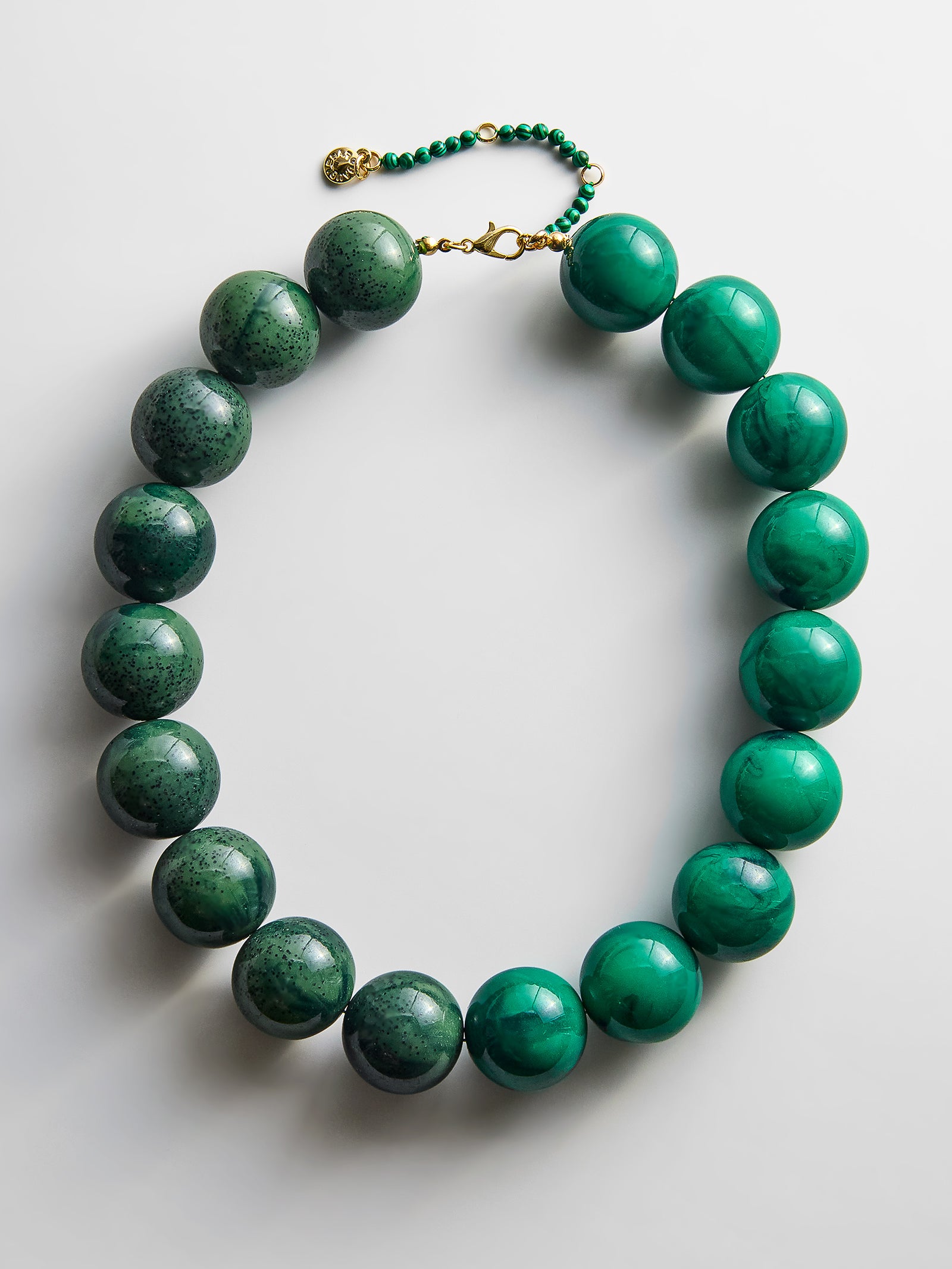 Jane Beaded Necklace - Striped Malachite-Blues Comming