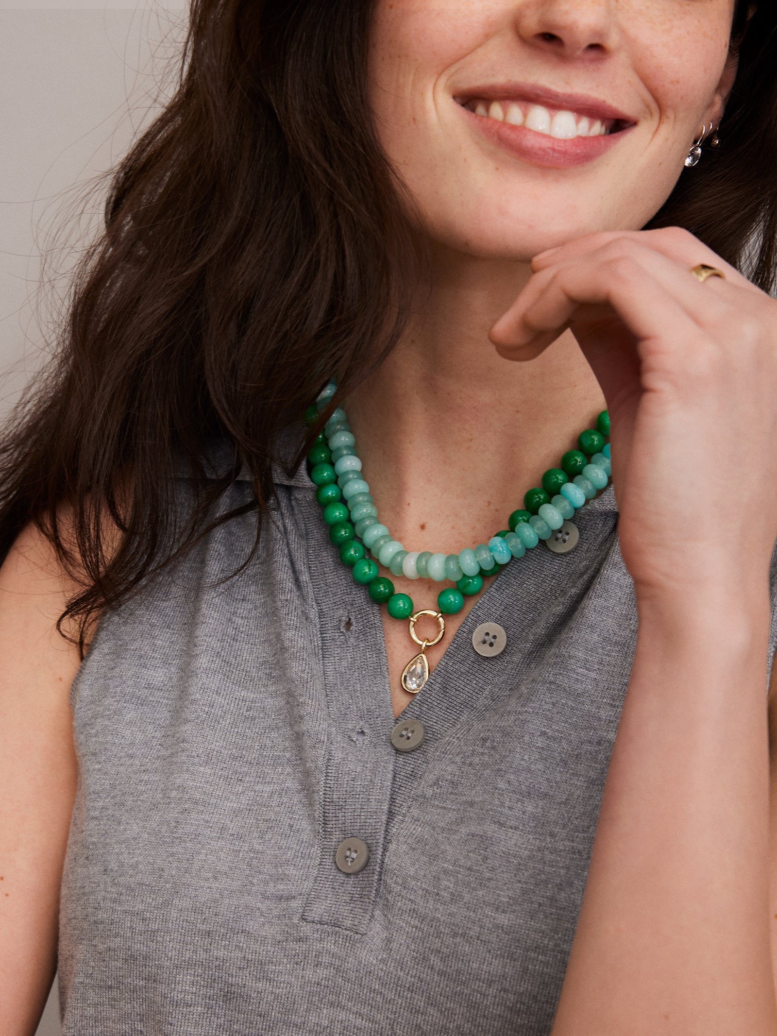 Janette Beaded Ring Necklace - Malachite-Blues Comming