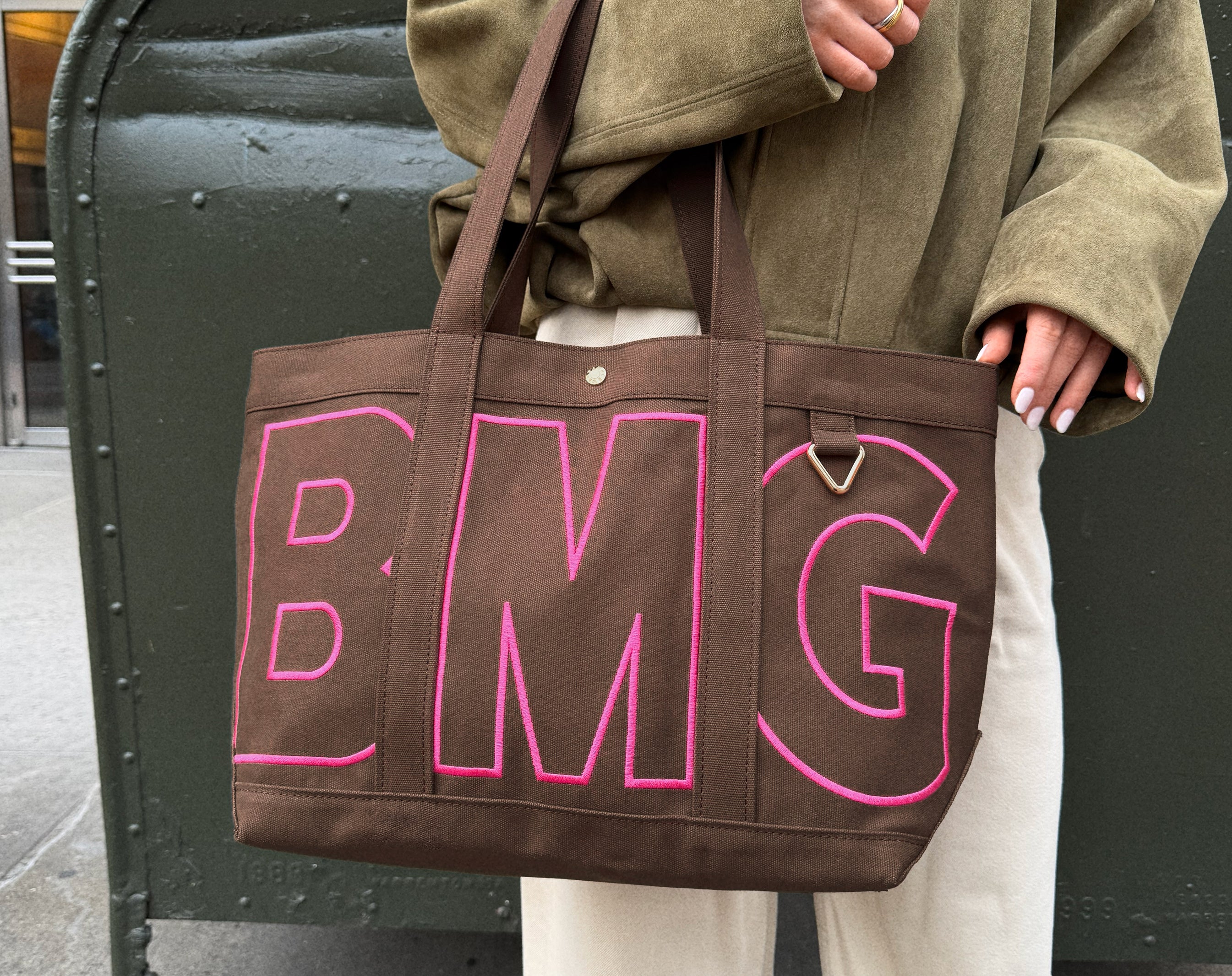 Custom Alpha Tote - Chocolate Brown-Blues Comming