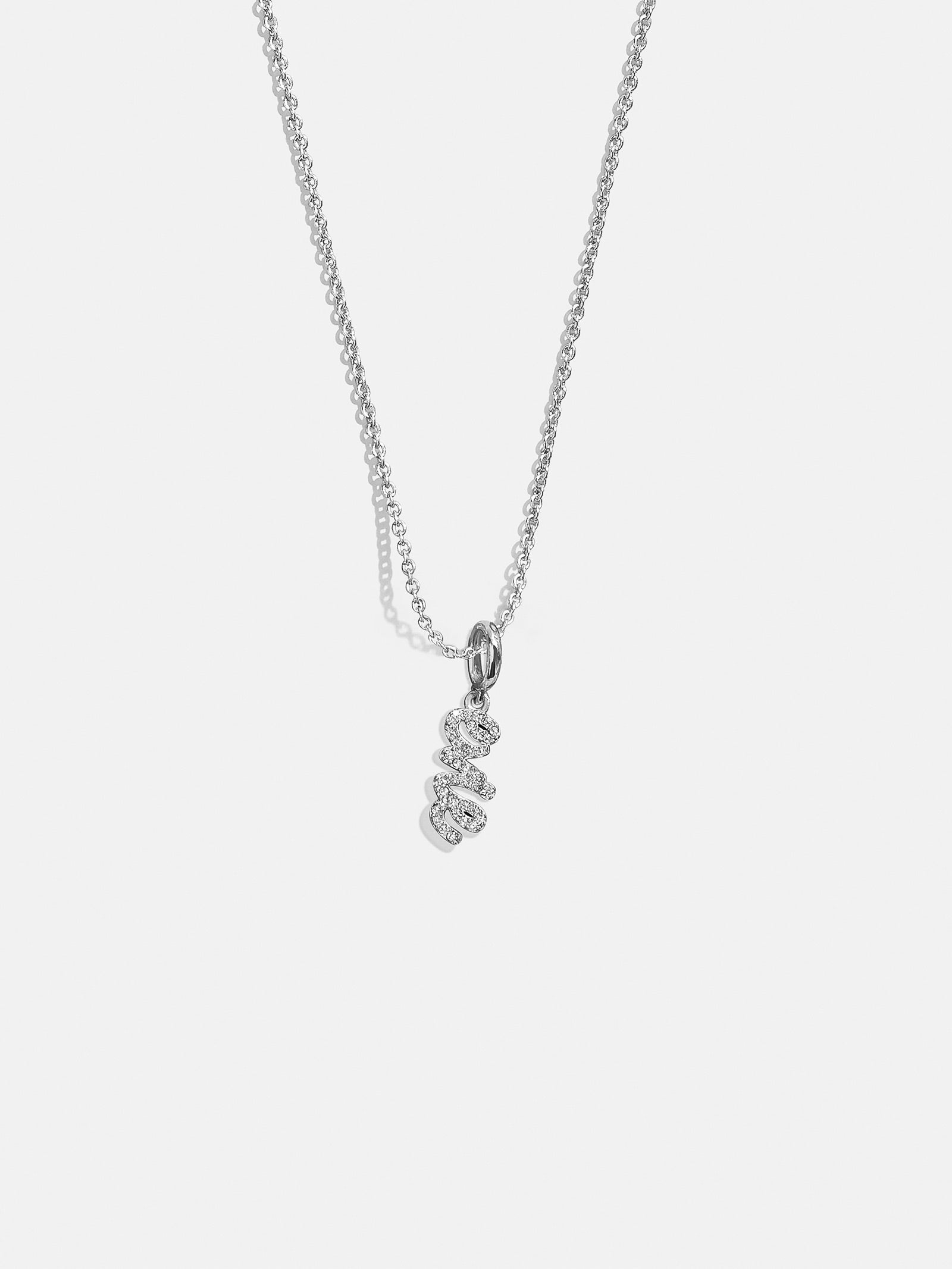 Mini Silver Pavé Script Cluster Custom Nameplate Necklace - 1 Name-Blues Comming