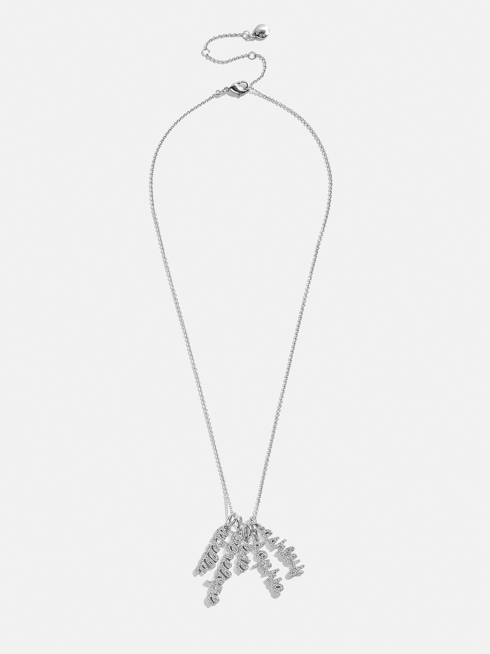 Mini Silver Pavé Script Cluster Custom Nameplate Necklace - 1 Name-Blues Comming