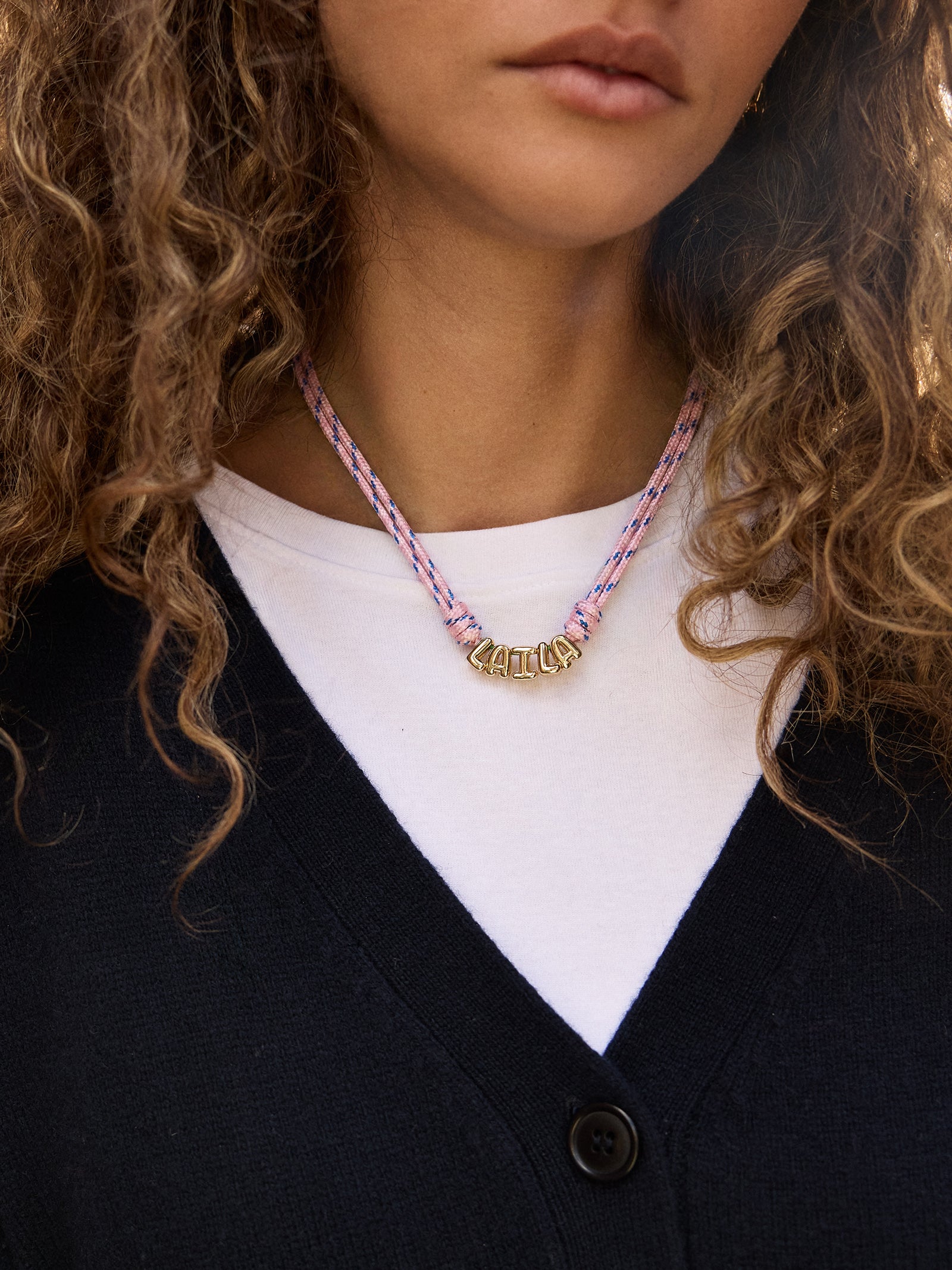 Bubble Letter Custom Paracord Necklace - Soft Pink-Blues Comming