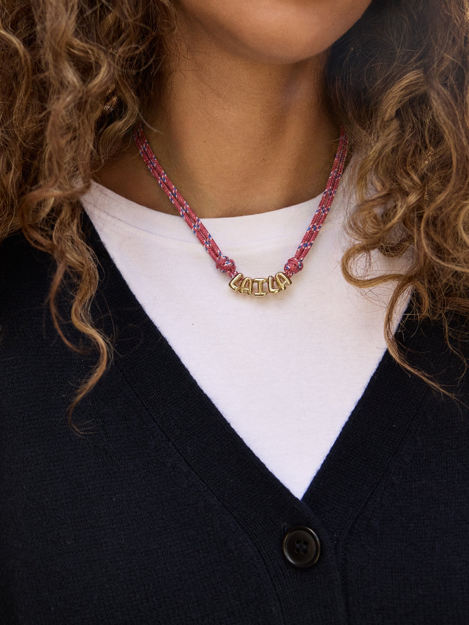 Bubble Letter Custom Paracord Necklace - Red-Blues Comming