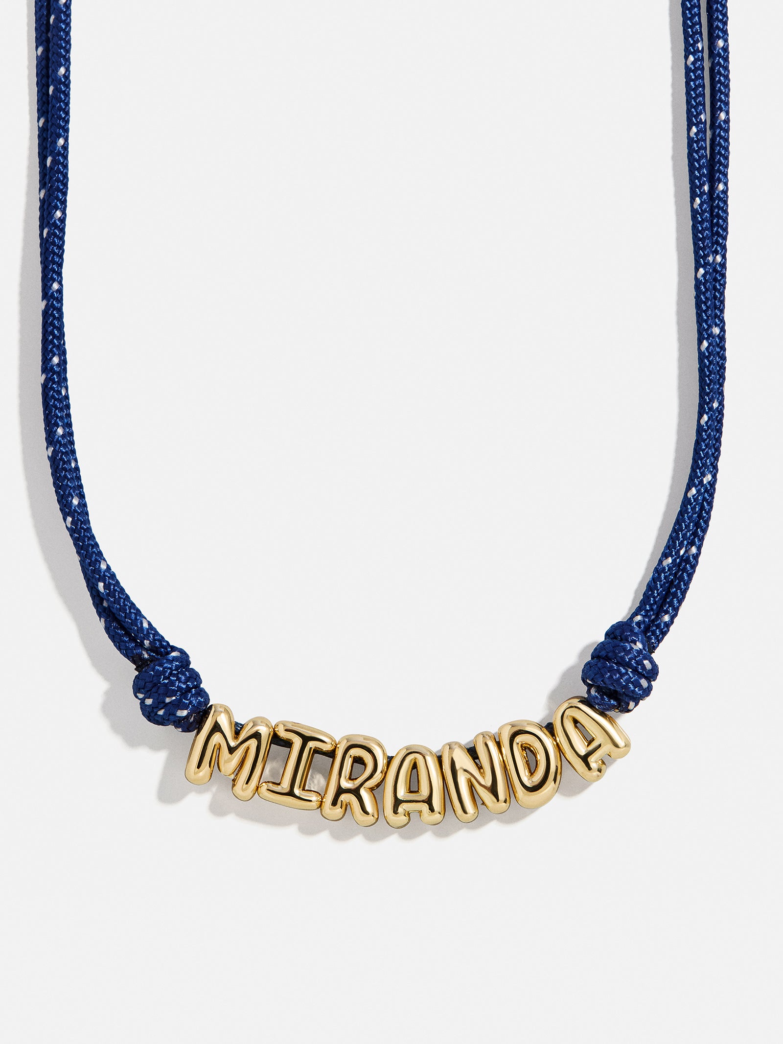 Bubble Letter Custom Paracord Necklace - Navy/White-Blues Comming