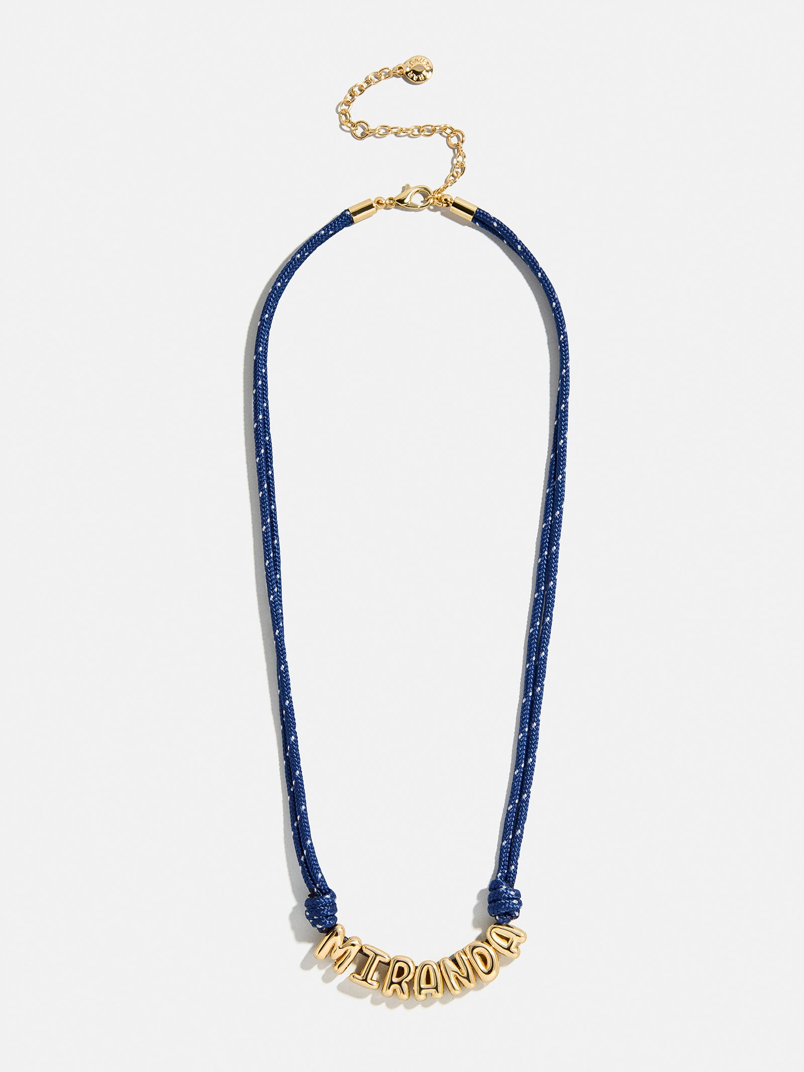Bubble Letter Custom Paracord Necklace - Navy/White-Blues Comming