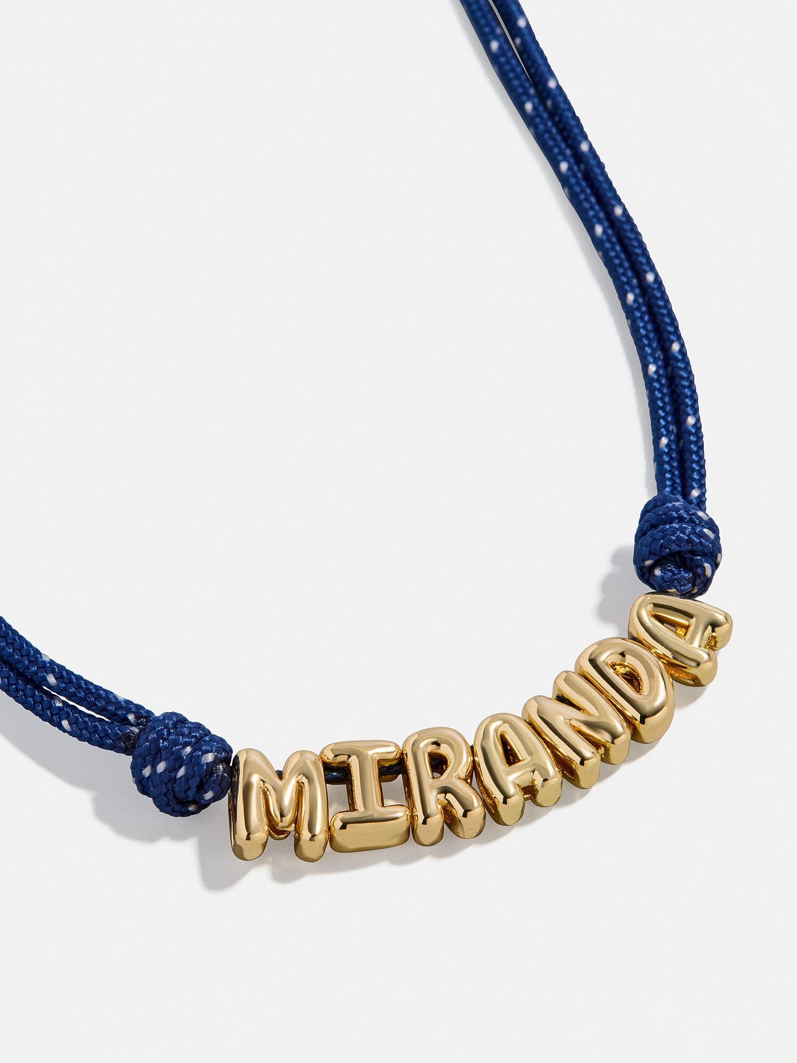 Bubble Letter Custom Paracord Necklace - Navy/White-Blues Comming