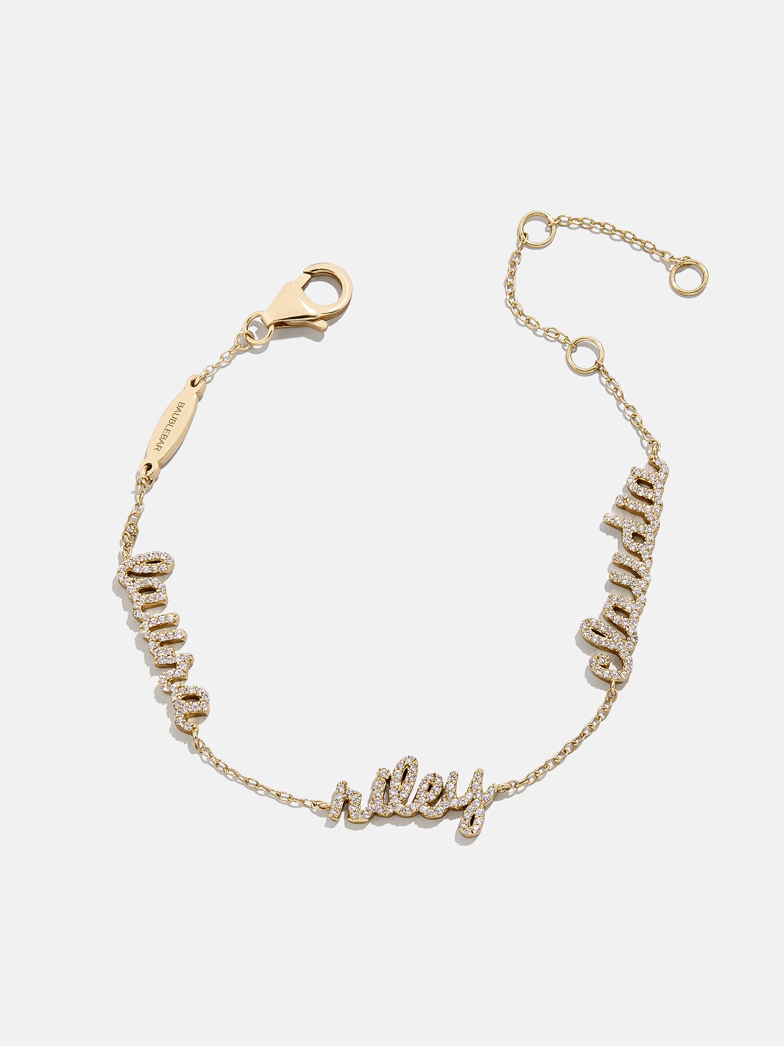 14K Gold/Pavé Custom Script Multi Name Bracelet - 3 Names-Blues Comming