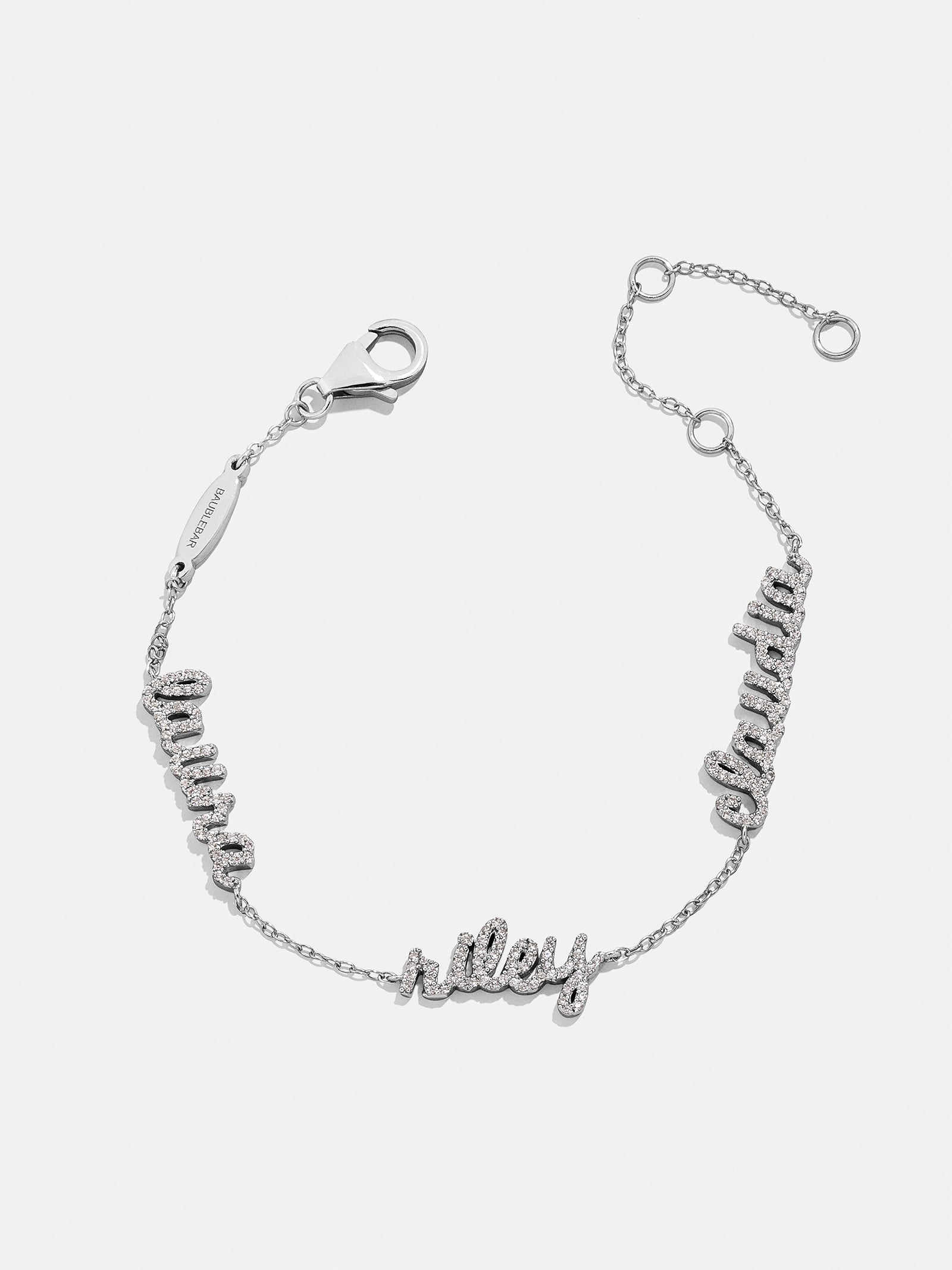 14K Sterling Silver/Pavé Custom Script Multi Name Bracelet - 3 Names-Blues Comming