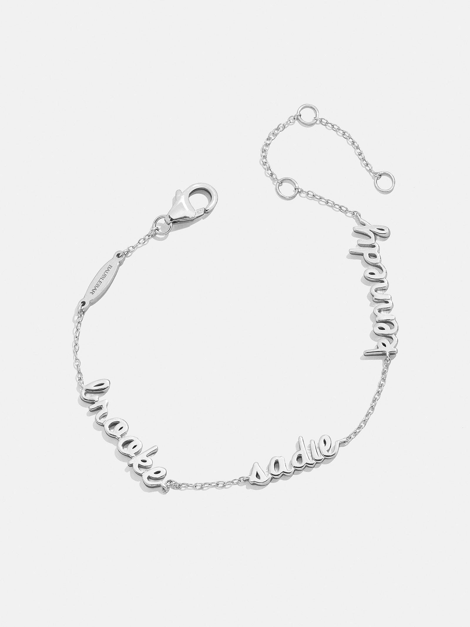 14K Sterling Silver Custom Script Multi Name Bracelet - 3 Names-Blues Comming