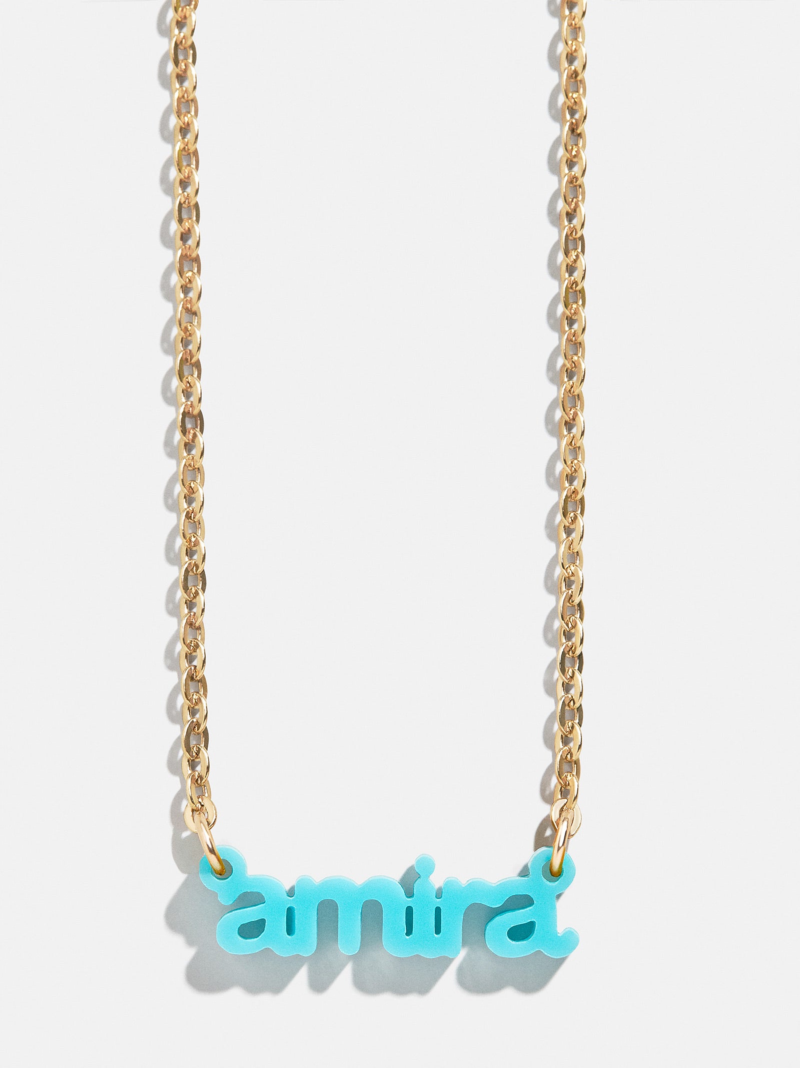Acrylic Custom Nameplate Necklace - Gold-Blues Comming