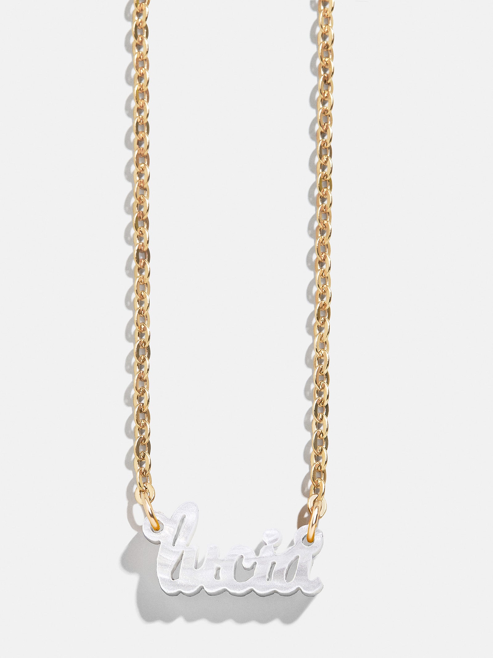 Acrylic Custom Nameplate Necklace - Gold-Blues Comming