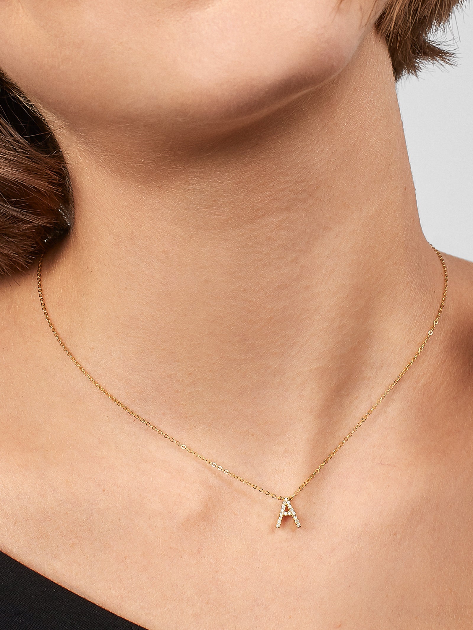 14K Gold Diamond Initial Necklace-Blues Comming