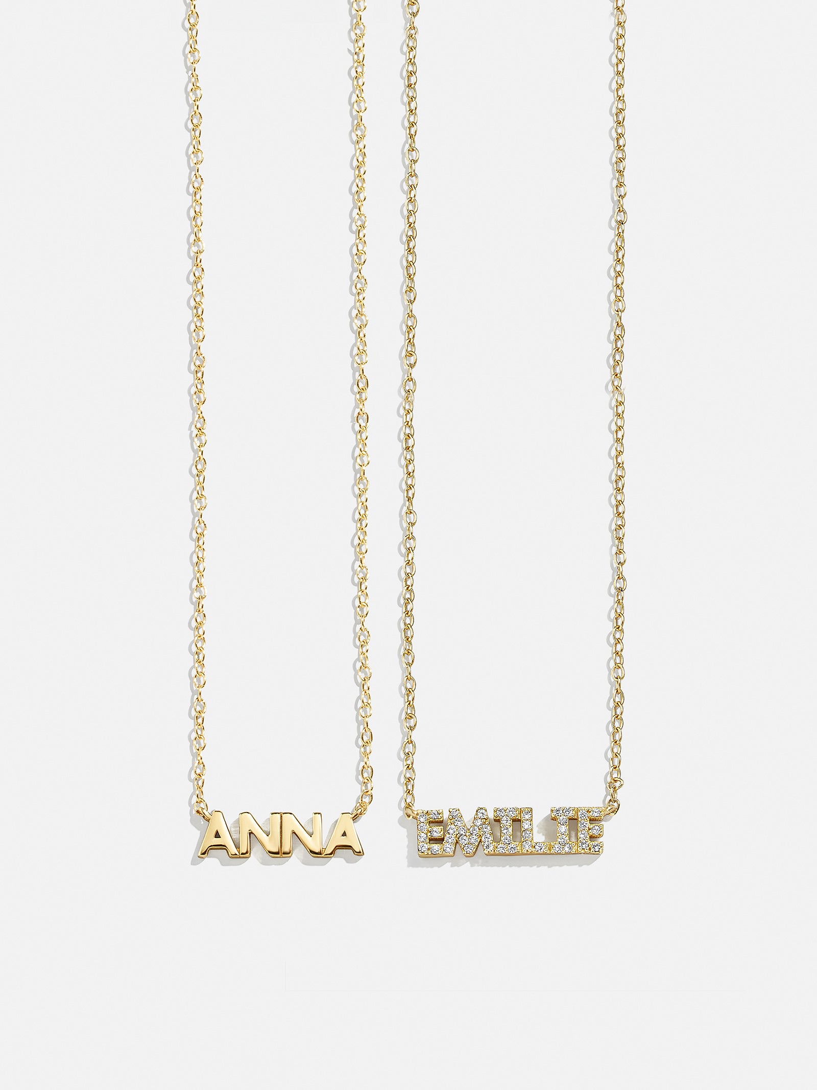 18K Gold Custom Nameplate Necklace - Mini Block-Blues Comming