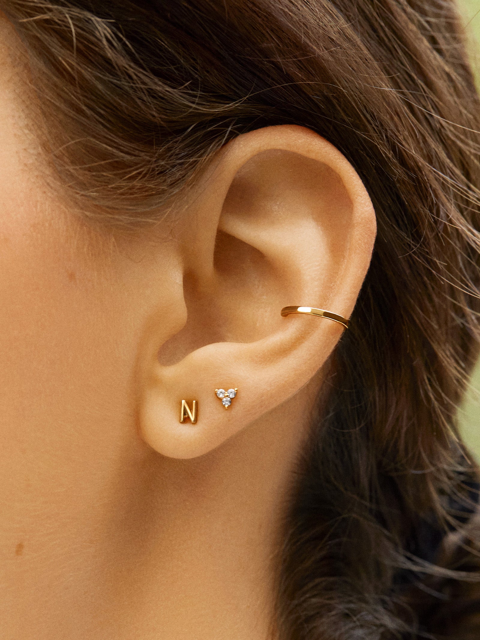 18K Gold Single Initial Earring - Classic Initial-Blues Comming