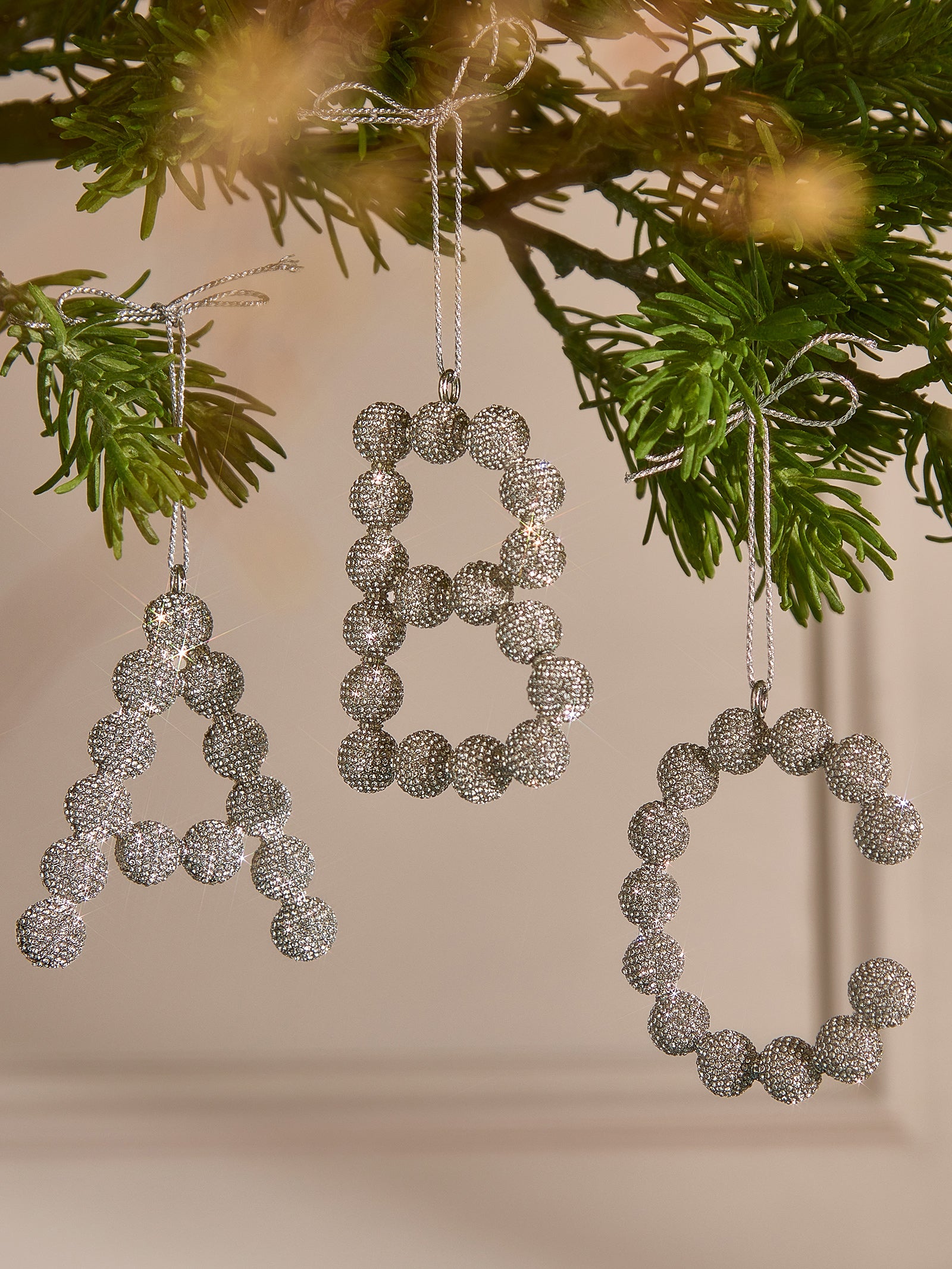 Merry Monogram Ornament - Silver/Pavé-Blues Comming