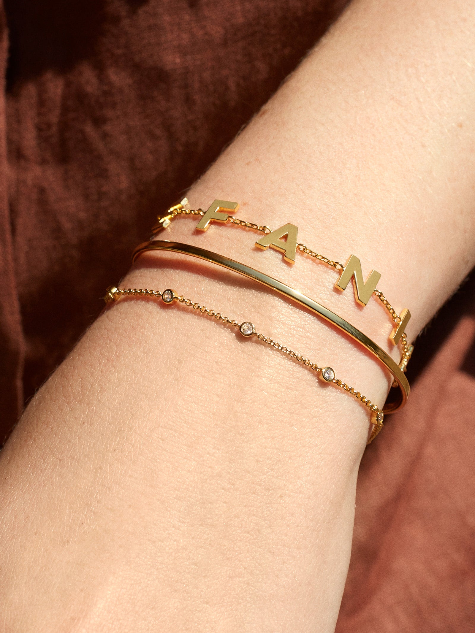 18K Gold Custom Spaced Letter Name Bracelet - 18K Gold-Blues Comming