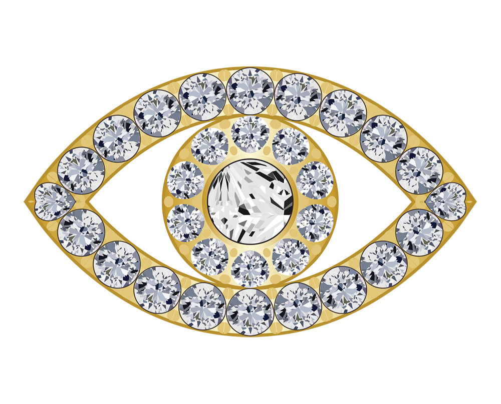 Evil Eye Icon - Pavé Gold-Blues Comming