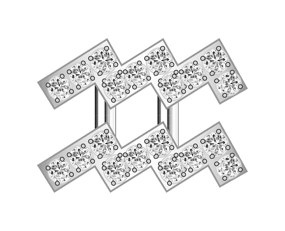 Aquarius Zodiac Icon - Pavé Silver-Blues Comming