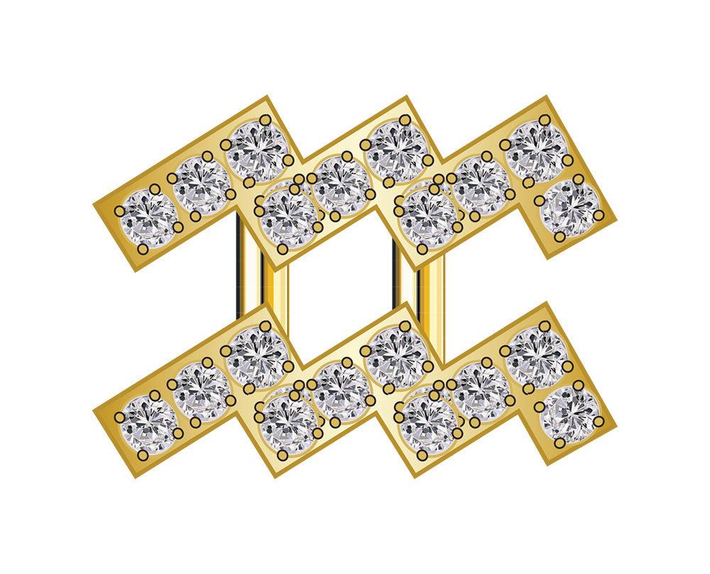 Aquarius Zodiac Icon - Pavé Gold-Blues Comming