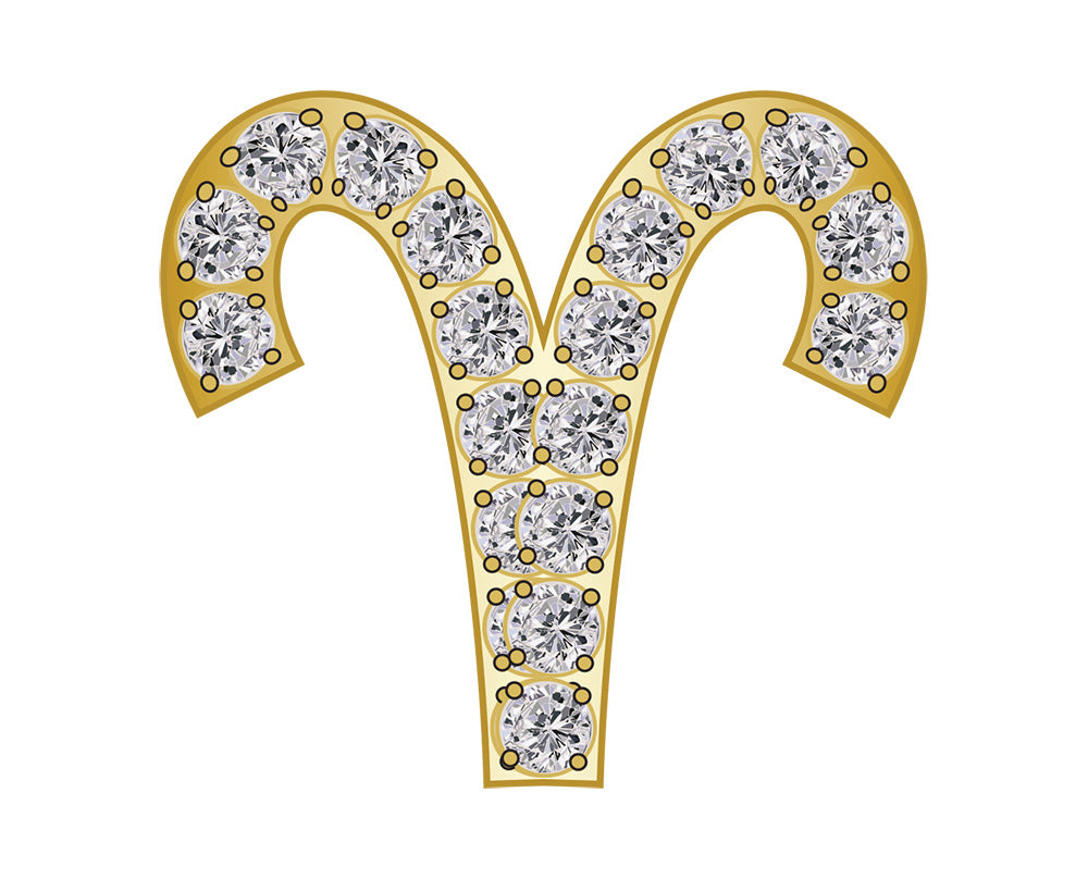 Aries Zodiac Icon - Pavé Gold-Blues Comming