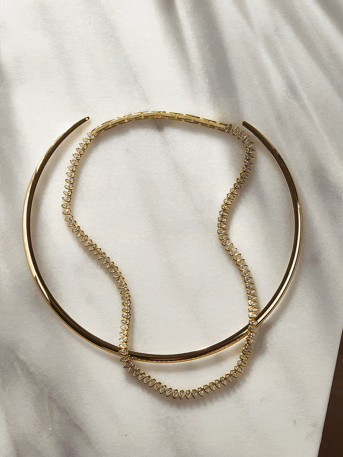 Julia 18K Gold Adjustable Tennis Necklace - Gold/Pavé-Blues Comming