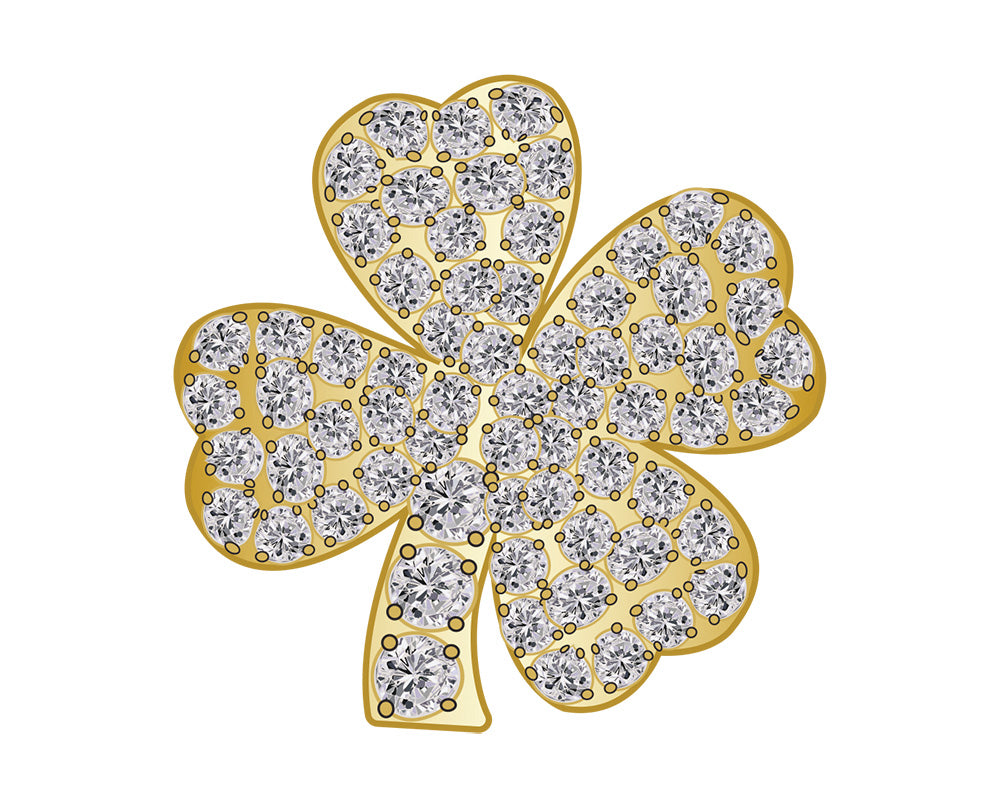 Clover Icon - Pavé Gold-Blues Comming