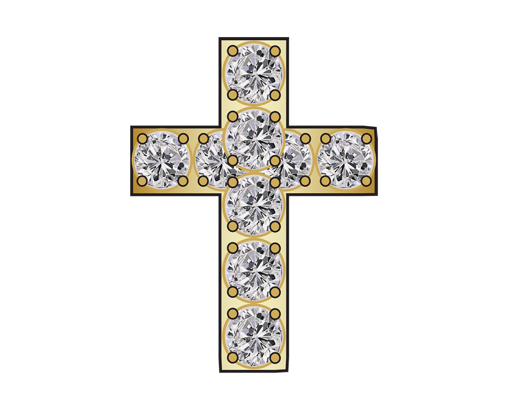 Cross Icon - Pavé Gold-Blues Comming