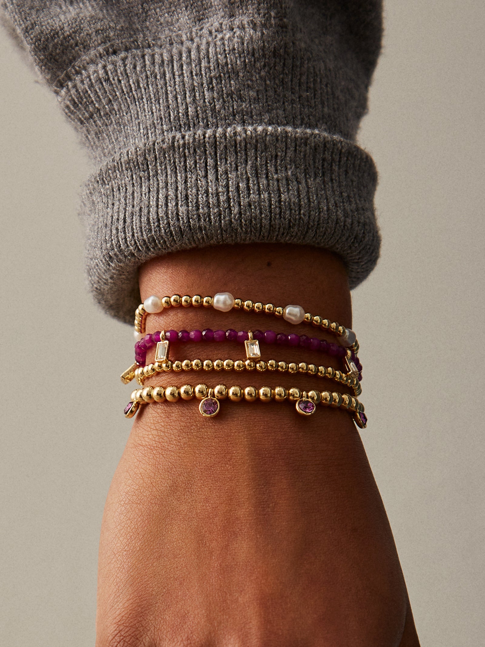 Crystal Beaded Bracelet - Plum-Blues Comming