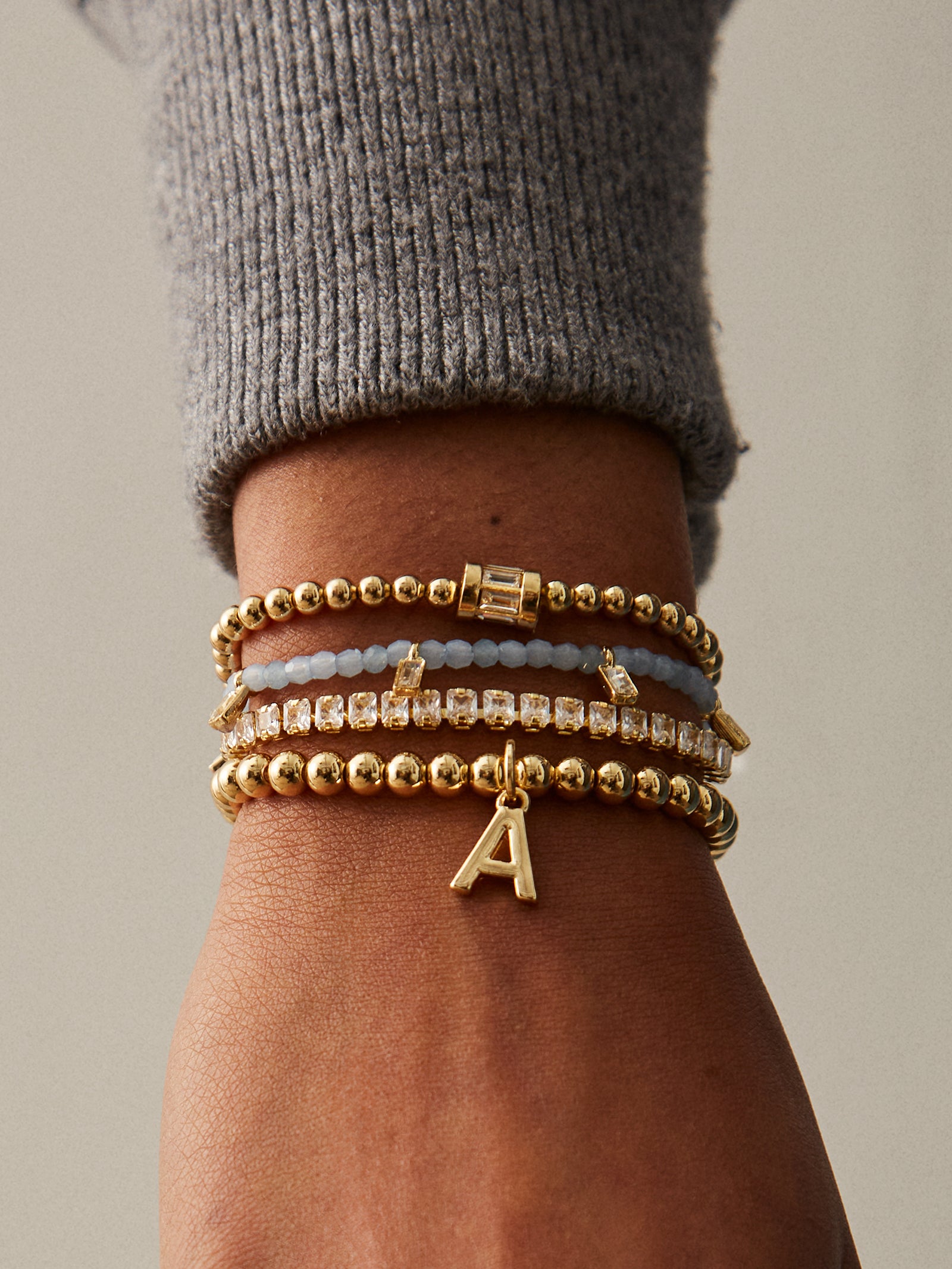 Dangle Charm Initial Pisa Bracelet - Gold-Blues Comming