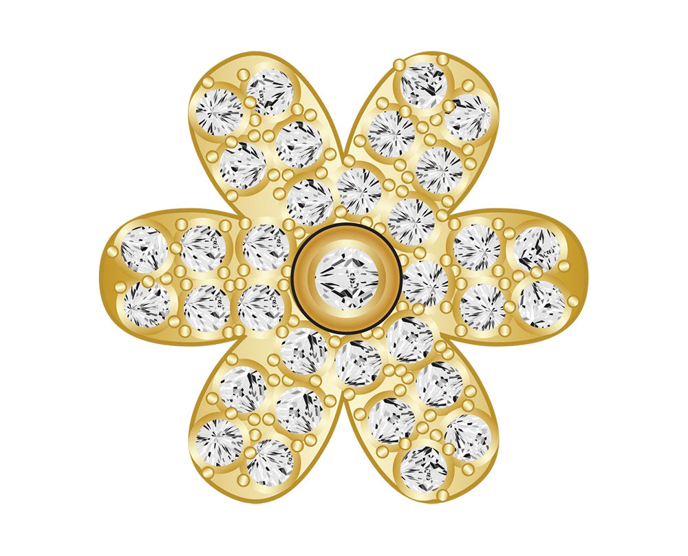 Flower Icon - Pavé Gold-Blues Comming