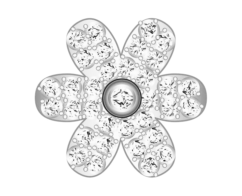 Flower Icon - Pavé Silver-Blues Comming