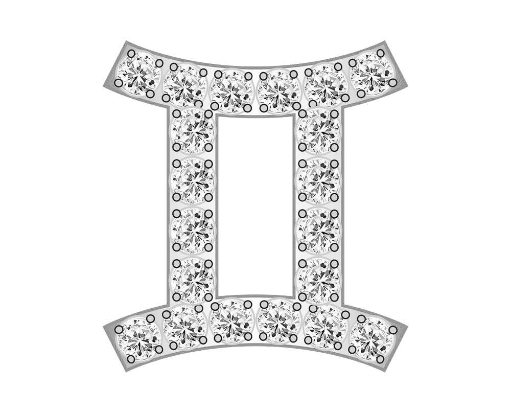 Gemini Mini Zodiac Icon - Pavé/Silver-Blues Comming