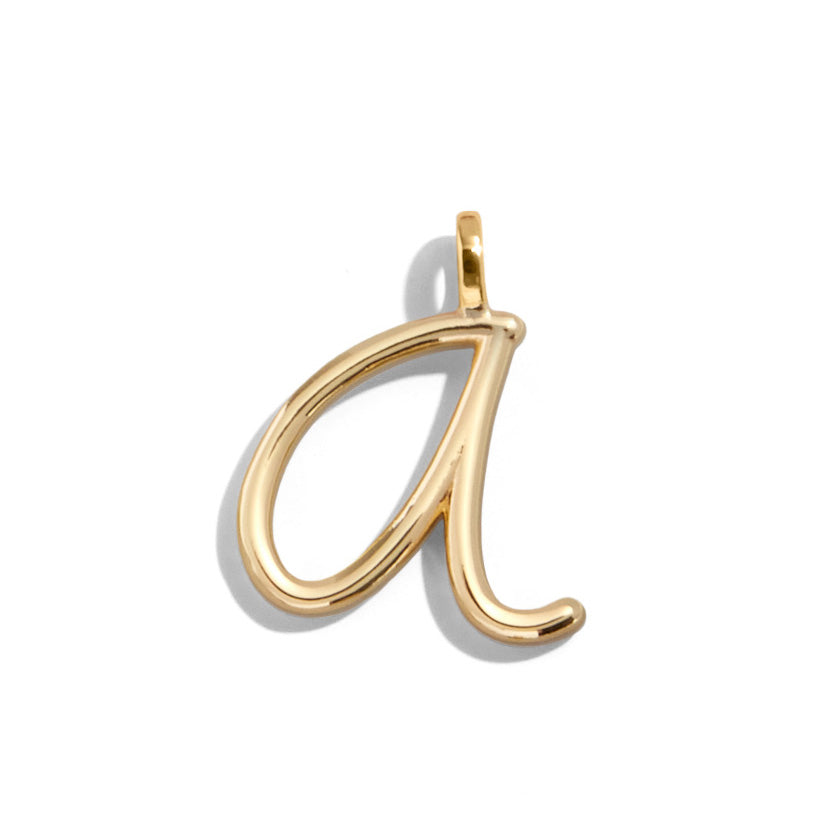 Custom Gold Enamel Script Letter Charm - A-Blues Comming