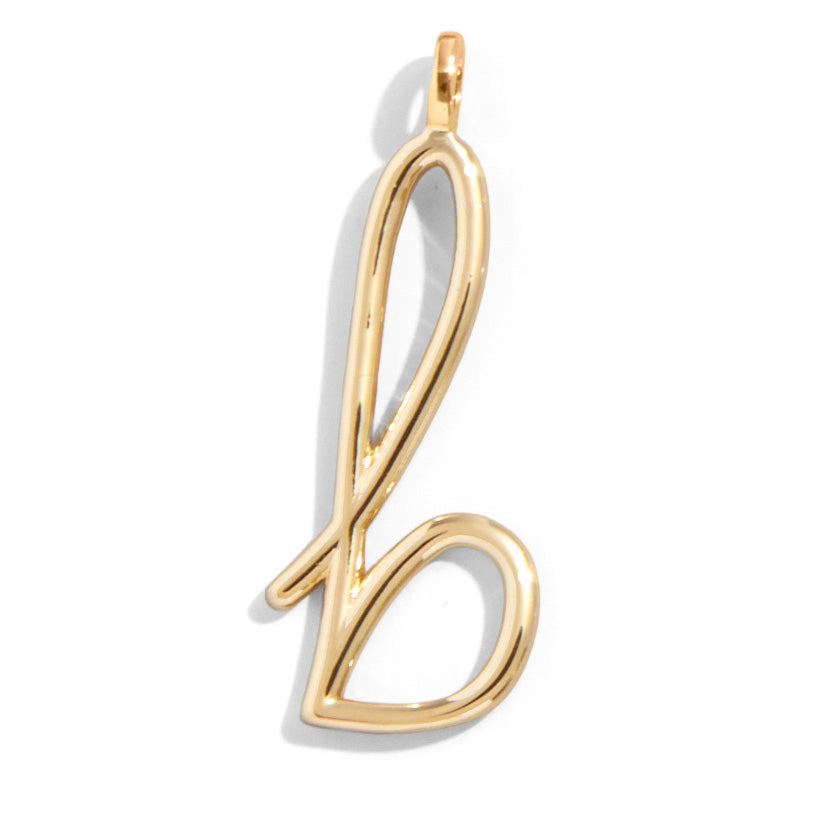 Custom Gold Enamel Script Letter Charm - B-Blues Comming