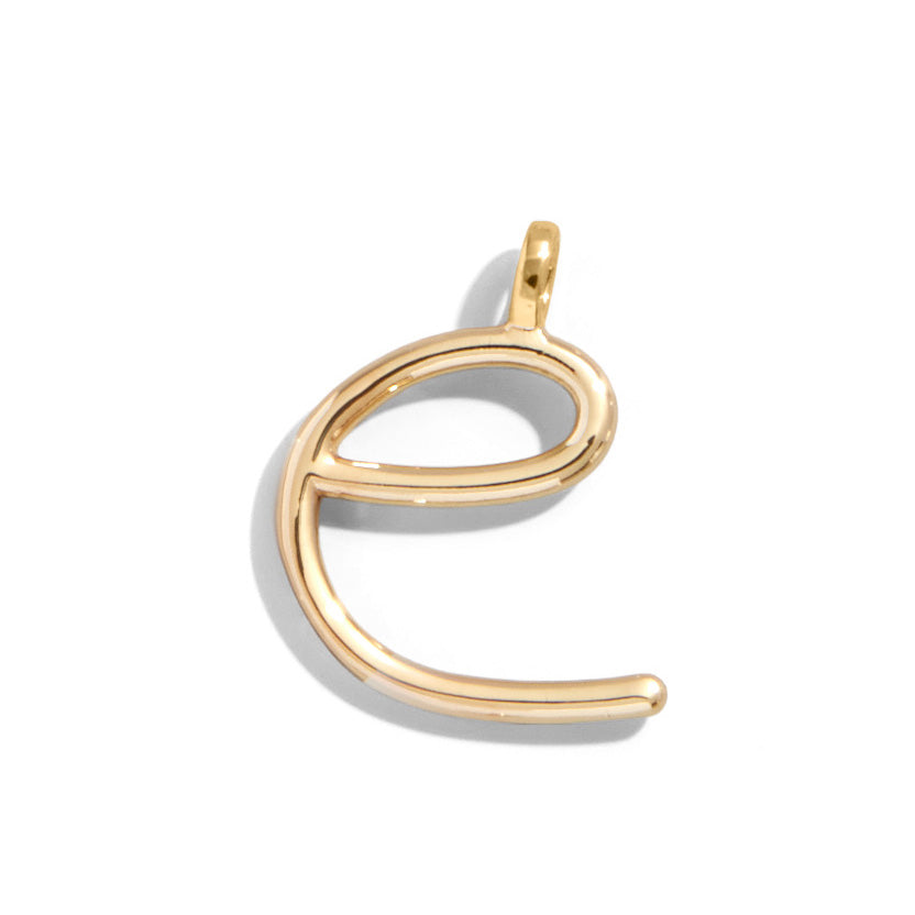 Custom Gold Enamel Script Letter Charm - E-Blues Comming