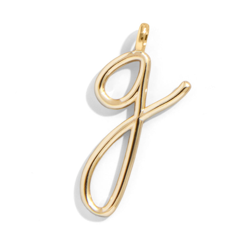 Custom Gold Enamel Script Letter Charm - G-Blues Comming