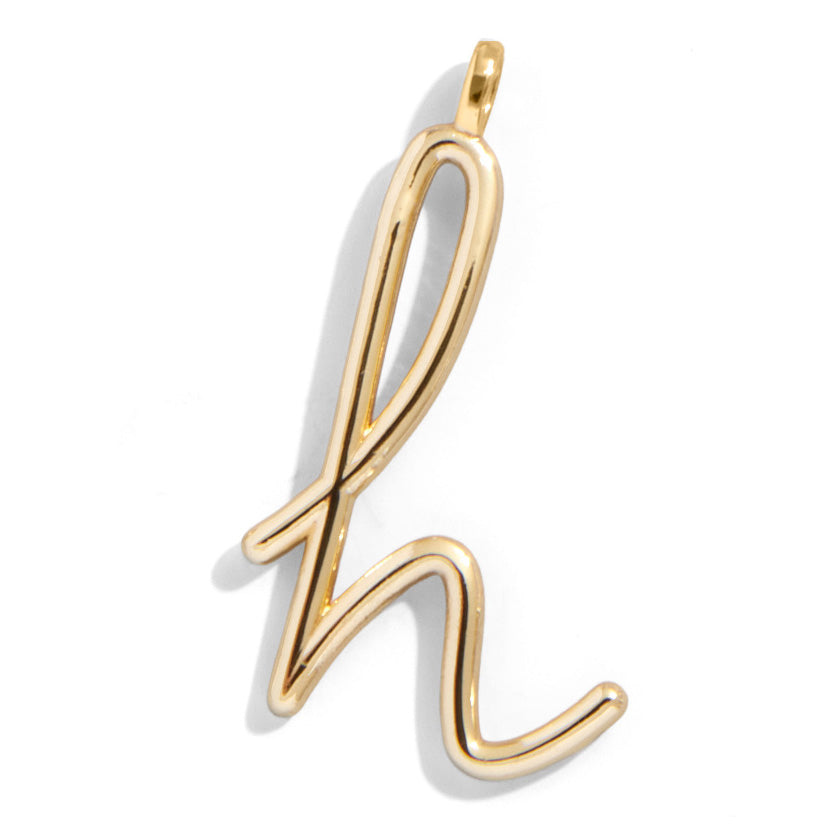 Custom Gold Enamel Script Letter Charm - H-Blues Comming