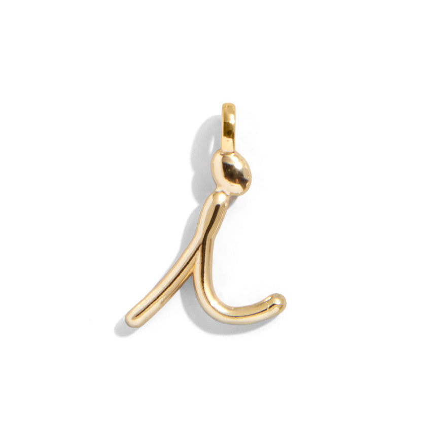 Custom Gold Enamel Script Letter Charm - I-Blues Comming