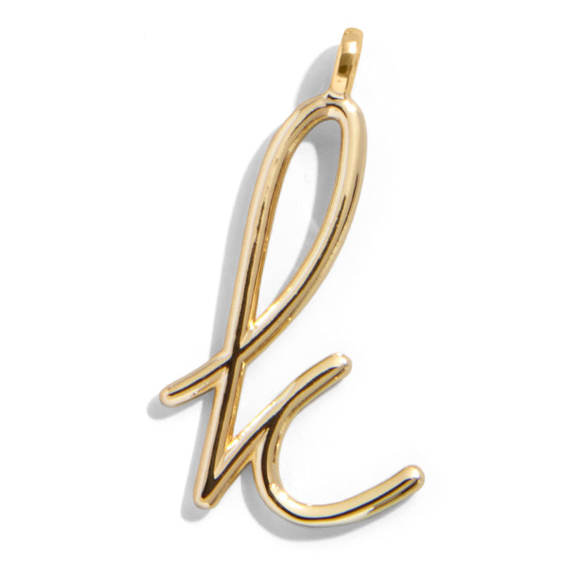 Custom Gold Enamel Script Letter Charm - K-Blues Comming