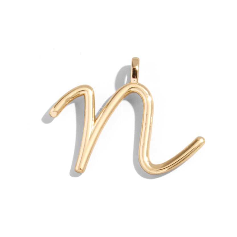 Custom Gold Enamel Script Letter Charm - N-Blues Comming