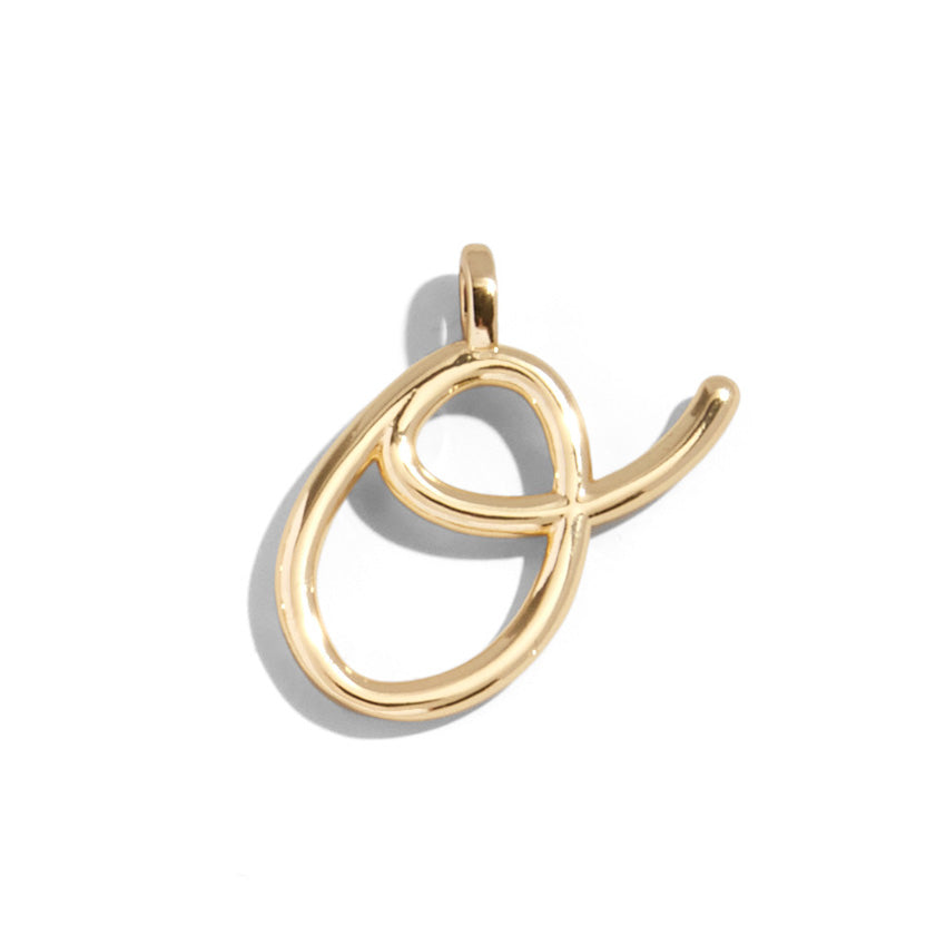 Custom Gold Enamel Script Letter Charm - O-Blues Comming
