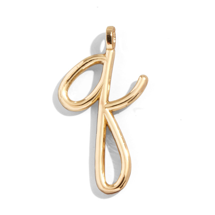 Custom Gold Enamel Script Letter Charm - Q-Blues Comming