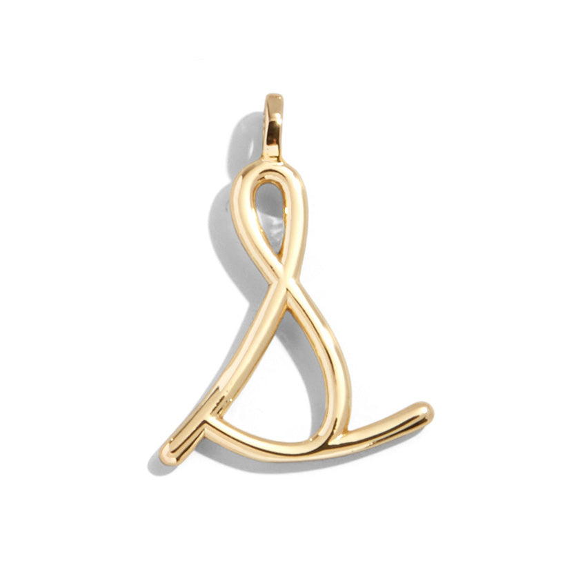 Custom Gold Enamel Script Letter Charm - S-Blues Comming