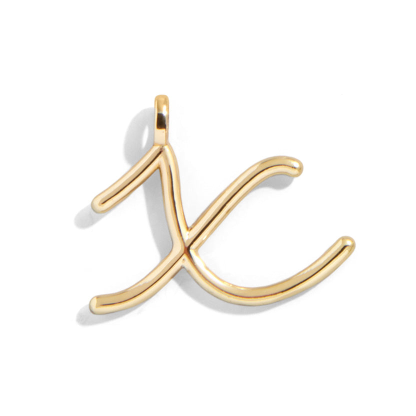 Custom Gold Enamel Script Letter Charm - X-Blues Comming