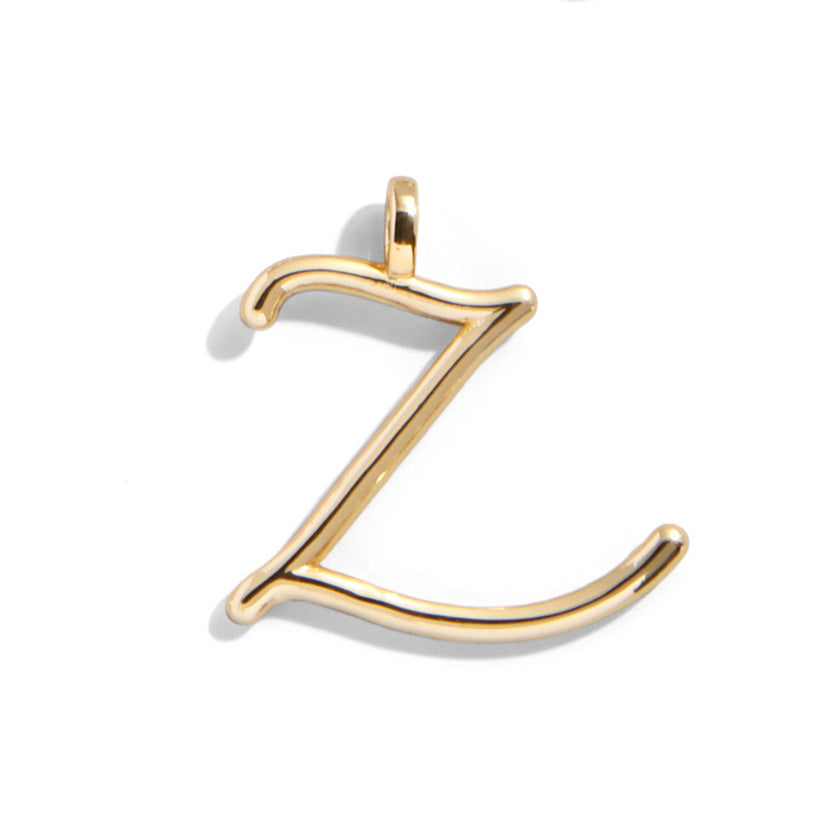 Custom Gold Enamel Script Letter Charm - Z-Blues Comming