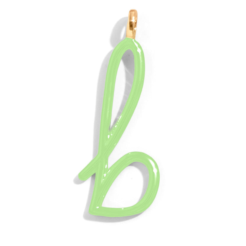 Custom Matcha Green Enamel Script Letter Charm - B-Blues Comming