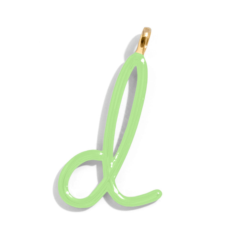 Custom Matcha Green Enamel Script Letter Charm - D-Blues Comming