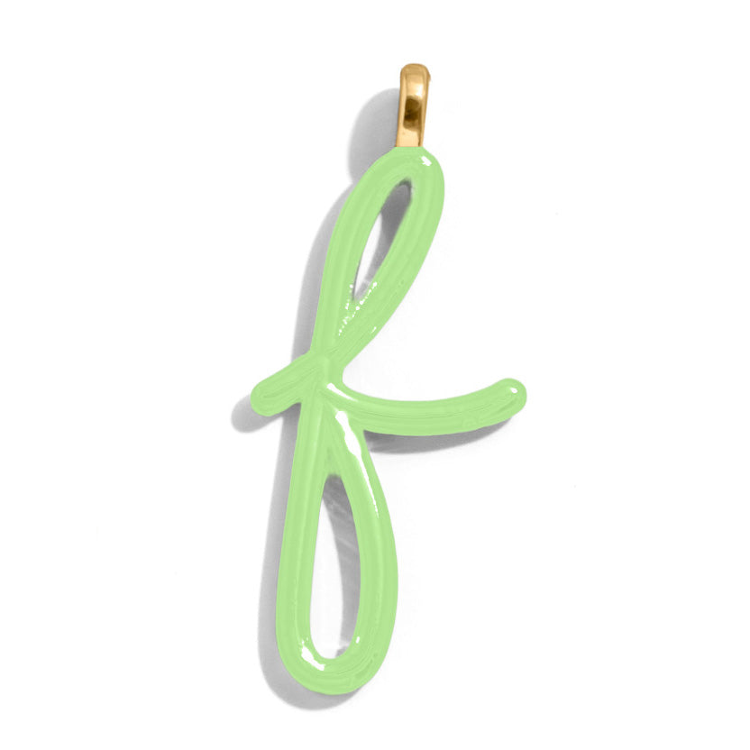 Custom Matcha Green Enamel Script Letter Charm - F-Blues Comming