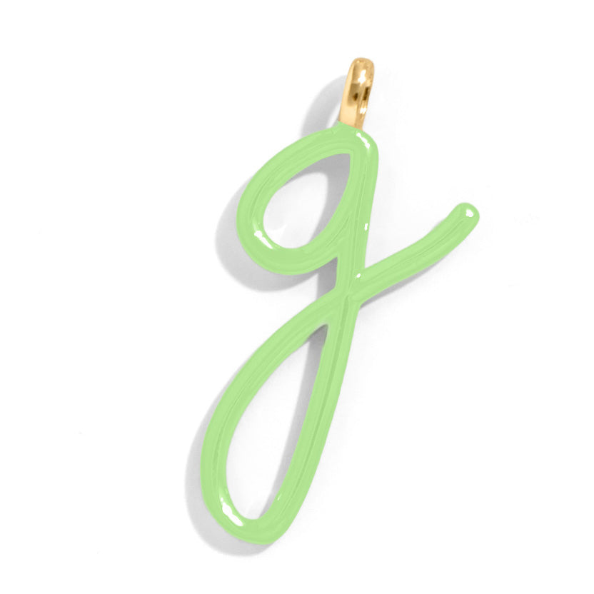 Custom Matcha Green Enamel Script Letter Charm - G-Blues Comming